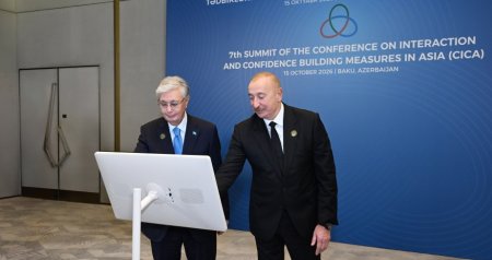 Azərbaycan və Qazaxıstan prezidentləri Trans-Xəzər Fiber-Optik Kabel Xəttinin açılışını etdilər &ndash; FOTO