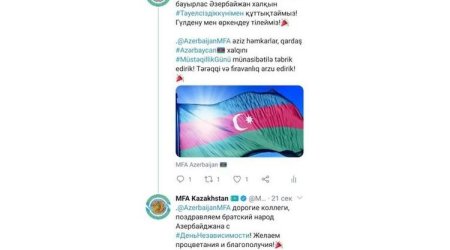 Qazaxıstan XİN Azərbaycan xalqını təbrik edib