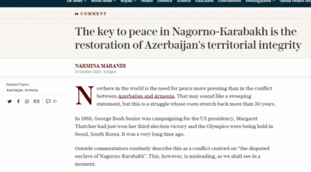 “The Telegraph” Azərbaycan həqiqətlərindən yazdı