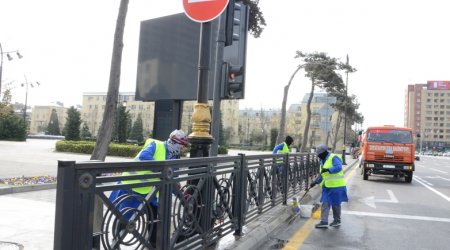 Bakı küçələri dezinfeksiya edildi - FOTOLAR