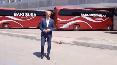 Bakıdan Qarabağa gedən avtobuslar belə görünür - VİDEO