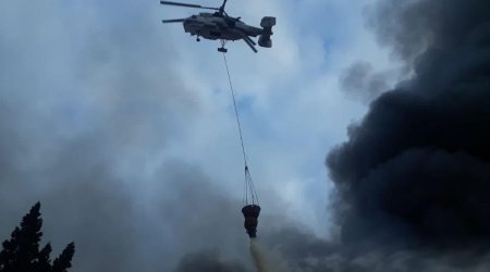 Ağsuda yanğının söndürülməsinə helikopter cəlb olundu