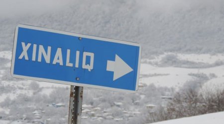 Xınalığa qar yağdı, elektrik enerjisi kəsildi - FOTO 