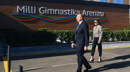 Prezidentlə xanımı Milli Gimnastika Arenasının yeni məşq binasında - YENİLƏNİB - VİDEO