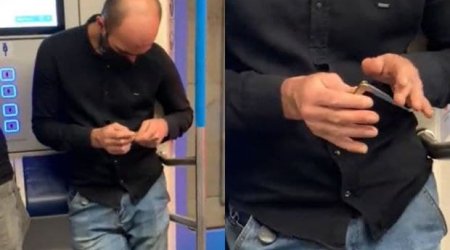 Bakı metrosunda əli bıçaqlı sərnişin – FOTO