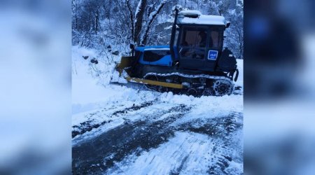 Quba-Xınalıq yolu qardan təmizləndi - FOTO/VİDEO