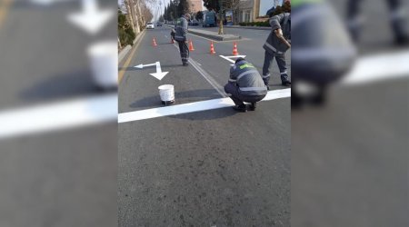 Mingəçevir və Goranboyda bir sıra küçələrdə yol nişanları yeniləndi - FOTO