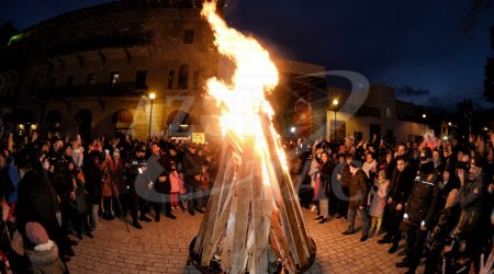 Qoşa Qala meydanında bayram tonqalı qalandı - FOTO
