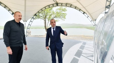 İlham Əliyev Füzulidə Köndələnçay su anbarlarında aparılacaq təmir işləri ilə tanış oldu - YENİLƏNİB/FOTO