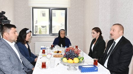 Prezident şəhid ailələri və müharibə əlilləri üçün yeni yaşayış kompleksinin açılışında oldu - FOTO