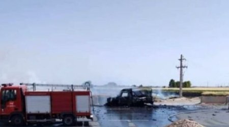 İranda hərbi sursat daşıyan avtomobil yandı