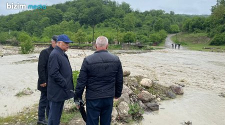 Qubada selin fəsadları: Yol bağlandı, qaya uçdu və körpülər... – RƏSMİ - FOTO