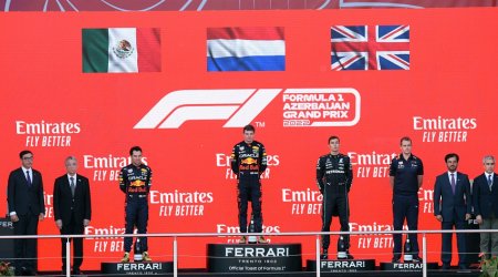 Formula 1 Azərbaycan Qran-Prisinin qalibləri mükafatlandırıldı - FOTO