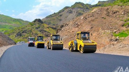 Laçın şəhərindən yan keçən yeni yolun asfaltlanmasına başlanıldı - FOTO 