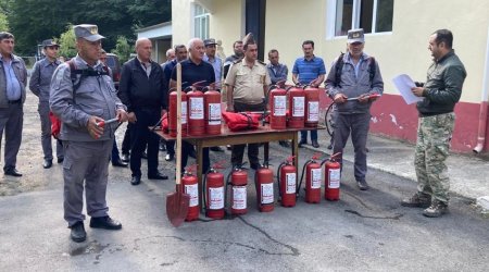 Meşəlik ərazilərdə yanğın təhlükəsizliyi ilə bağlı təlimlər keçirildi - FOTO 