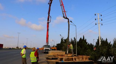 Bakı-Qazax yolunda yerüstü piyada keçidi inşa edilir - FOTO/VİDEO 