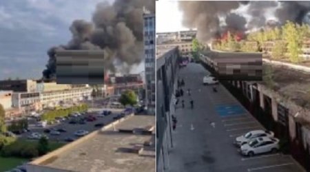 Lvova uzun fasilədən sonra raket zərbəsi - ZAVOD YANIR - VİDEO