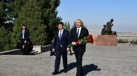 İlham Əliyev Çingiz Aytmatovun məzarını ziyarət edib - YENİLƏNİB - FOTO-VİDEO