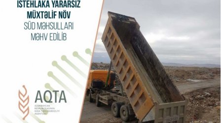 İstehlaka yararsız 12 ton süd məhsulu məhv edildi