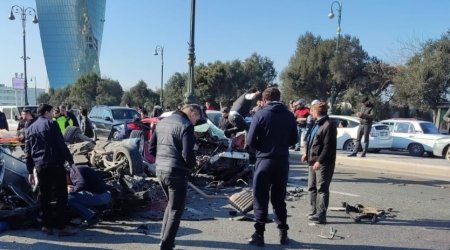 Bu gün 5 nəfərin öldüyü qəzanın görüntüləri - VİDEO