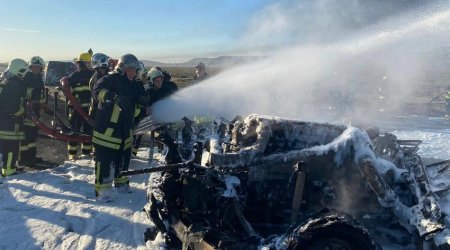 Qobustanda yanacaqdaşıyan avtomobildə baş verən yanğın söndürüldü - FOTO/VİDEO