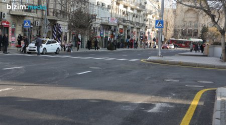 Təmirə bağlanan Bakının mərkəzindəki yol istifadəyə VERİLDİ - FOTO