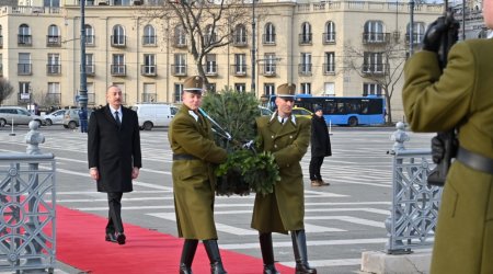 İlham Əliyev Budapeştdə naməlum əsgərin məzarını ziyarət etdi - FOTO/VİDEO