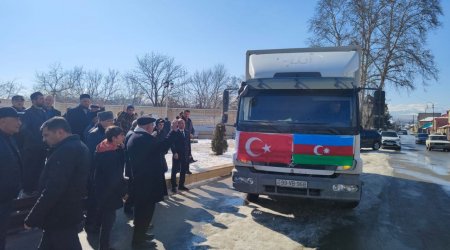 Qubadan Türkiyəyə doqquzuncu yardım avtomobili yola DÜŞDÜ - FOTO