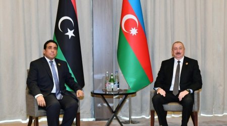İlham Əliyev Liviya Dövləti Prezident Şurasının sədri ilə GÖRÜŞDÜ - FOTO