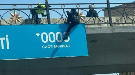 Paytaxtda OLAY - Vətəndaş özünü körpüdən atmaq istədi - FOTO