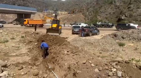 Laçın yolundakı sərhəd-buraxılış məntəqəsinə su çəkildi - VİDEO