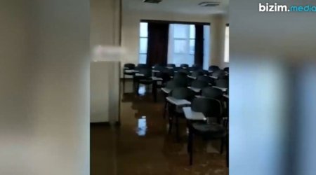 Naxçıvan Dövlət Universitetini su basdı - VİDEO