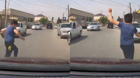 Qaçaraq yolu keçmək istəyən uşaq qəzadan son anda qurtuldu – VİDEO 