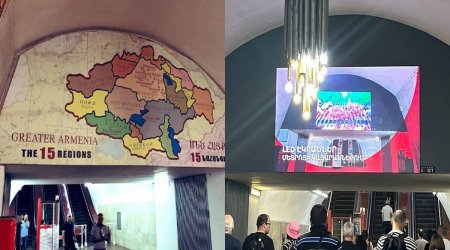 İrəvan metrosundan qondarma “Böyük Ermənistan” xəritəsi YIĞIŞDIRILDI - FOTO 