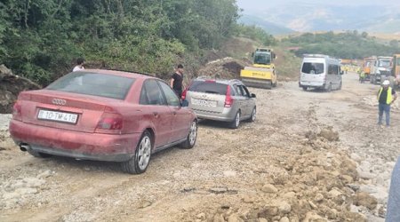 Sürüşmə olan yolda hərəkət BƏRPA EDİLDİ - FOTO