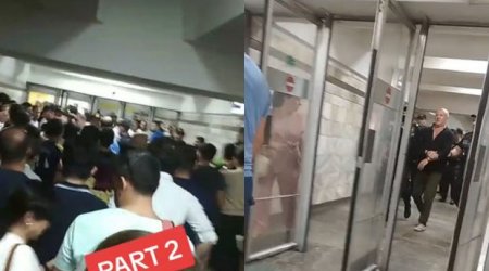 “Əhmədli” metrosunda sərnişinlər polislə DALAŞDI: Saxlanılanlar var - VİDEO 