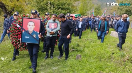 Füzulidə həlak olan polis əməkdaşı Şamaxıda dəfn olundu - İki gün sonra nişanı olacaqdı - FOTO