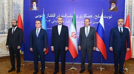 Ceyhun Bayramov “3+3” platformasının XİN rəhbərlərinin iclasında bəyanatla çıxış edib - FOTO 
