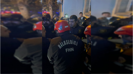 Binəqədidə baş verən yanğında bir polis əməkdaşı xəsarət alıb - FOTO/VİDEO