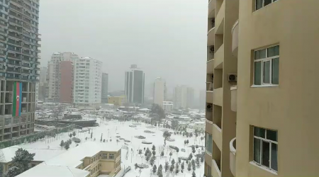 Bakıya qar yağmaqda davam edir - VİDEO