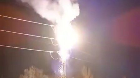 Salyanda yüksək gərginlikli elektrik xəttində qəza oldu - VİDEO