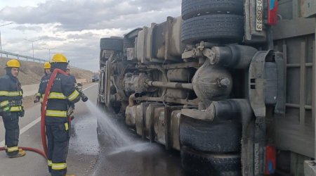 Tovuzda TIR AŞDI - FOTO 