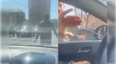 Bakıda avtomobil yolunda gəzən kişi qəza şəraiti yaratdı - VİDEO