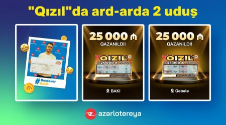 “Qızıl” ani lotereyasında 2 dəfə ardıcıl 25 000 manat qazanılıb