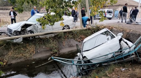 İmişlidə də maşın su kanalına düşdü, xəsarət alanlar var - FOTO