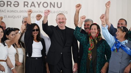 Prezident və xanımı Ağdərədə Vəngli kəndinin sakinləri ilə GÖRÜŞDÜLƏR - FOTO/VİDEO
