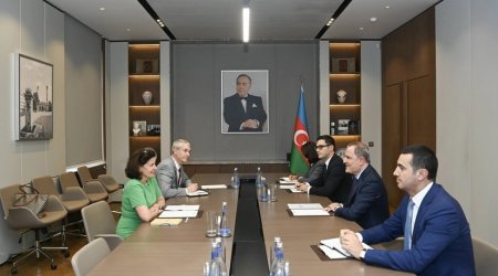 Ceyhun Bayramov missiyası başa çatan Fransa səfirini qəbul etdi – FOTO