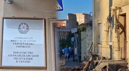 Raketin zərər vurduğu səfirliyimizin görüntüləri - VİDEO