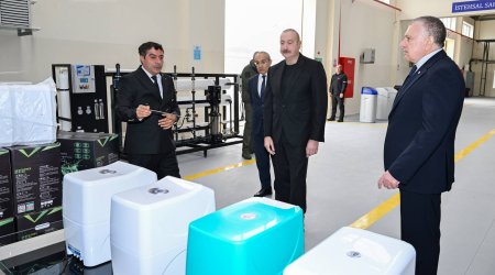 Prezident Sabirabadda su filtrlərinin istehsalı müəssisəsində – FOTO