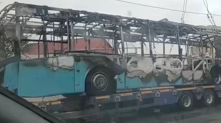 Bakıda sərnişin avtobusunun yanmasının ANBAAN VİDEOSU